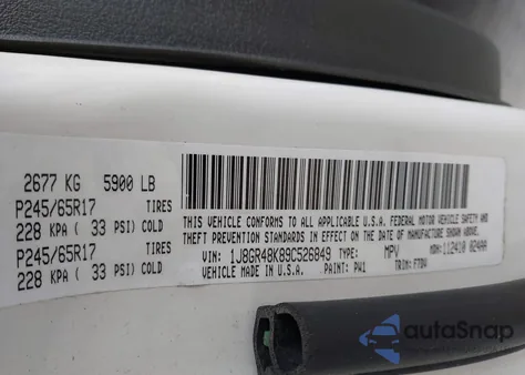 2009 Jeep Grand Cherokee Laredo from USA, damaged, VIN 1J8GR48K89C526849